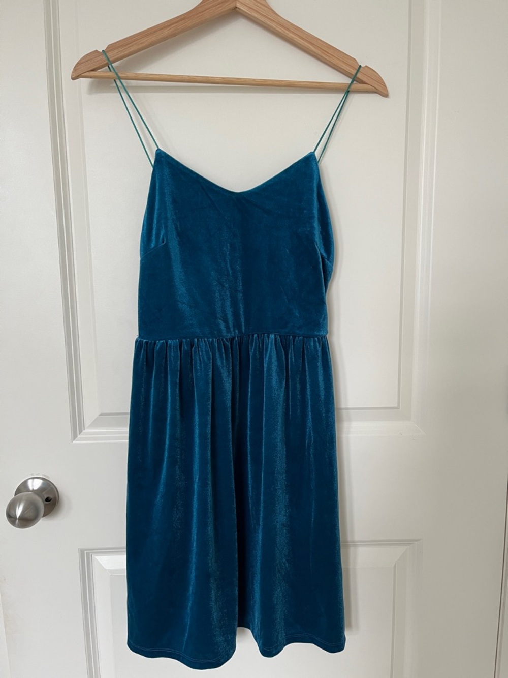 Ardene Teal Velvet Mini Dress